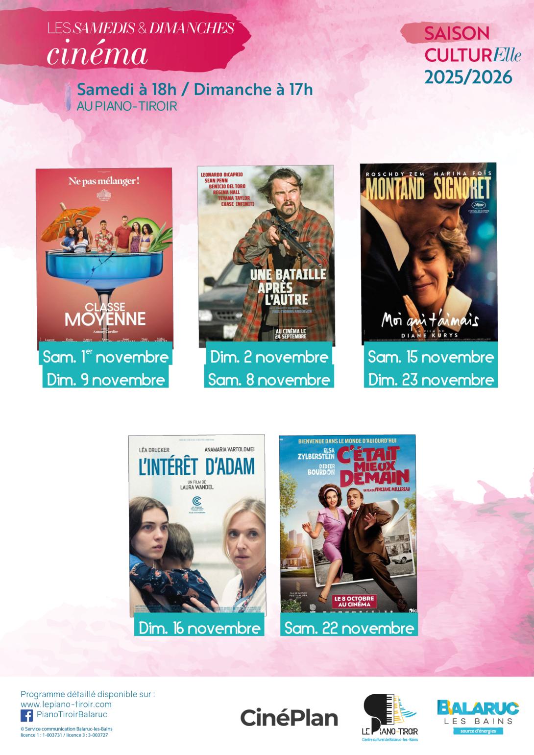 Affiche cinéma novembre 2025