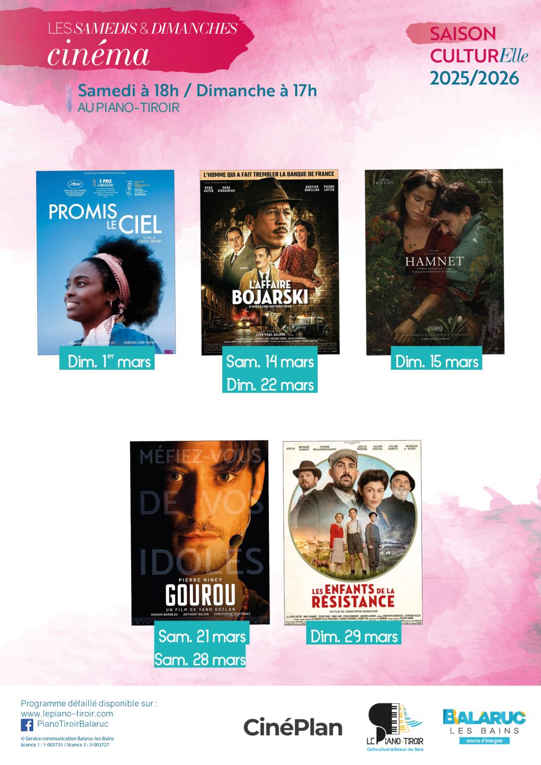 Les films diffusés en mars au Piano-Tiroir